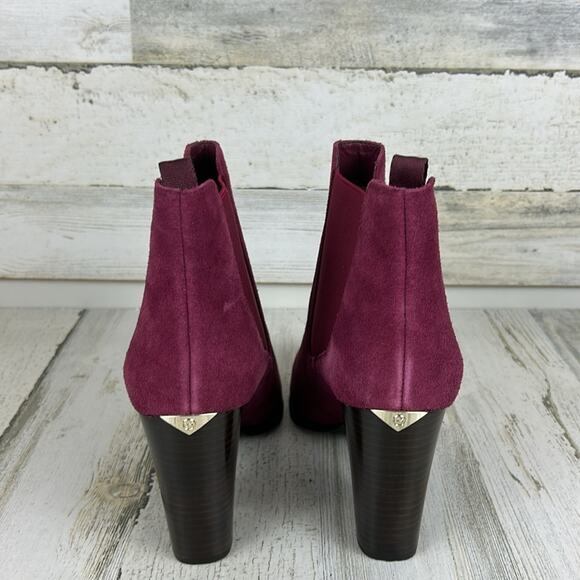 Michael Kors Lottie Women’s 10 Berry Suede Block Heel Ankle Boots New pull on - Picture 6 of 12